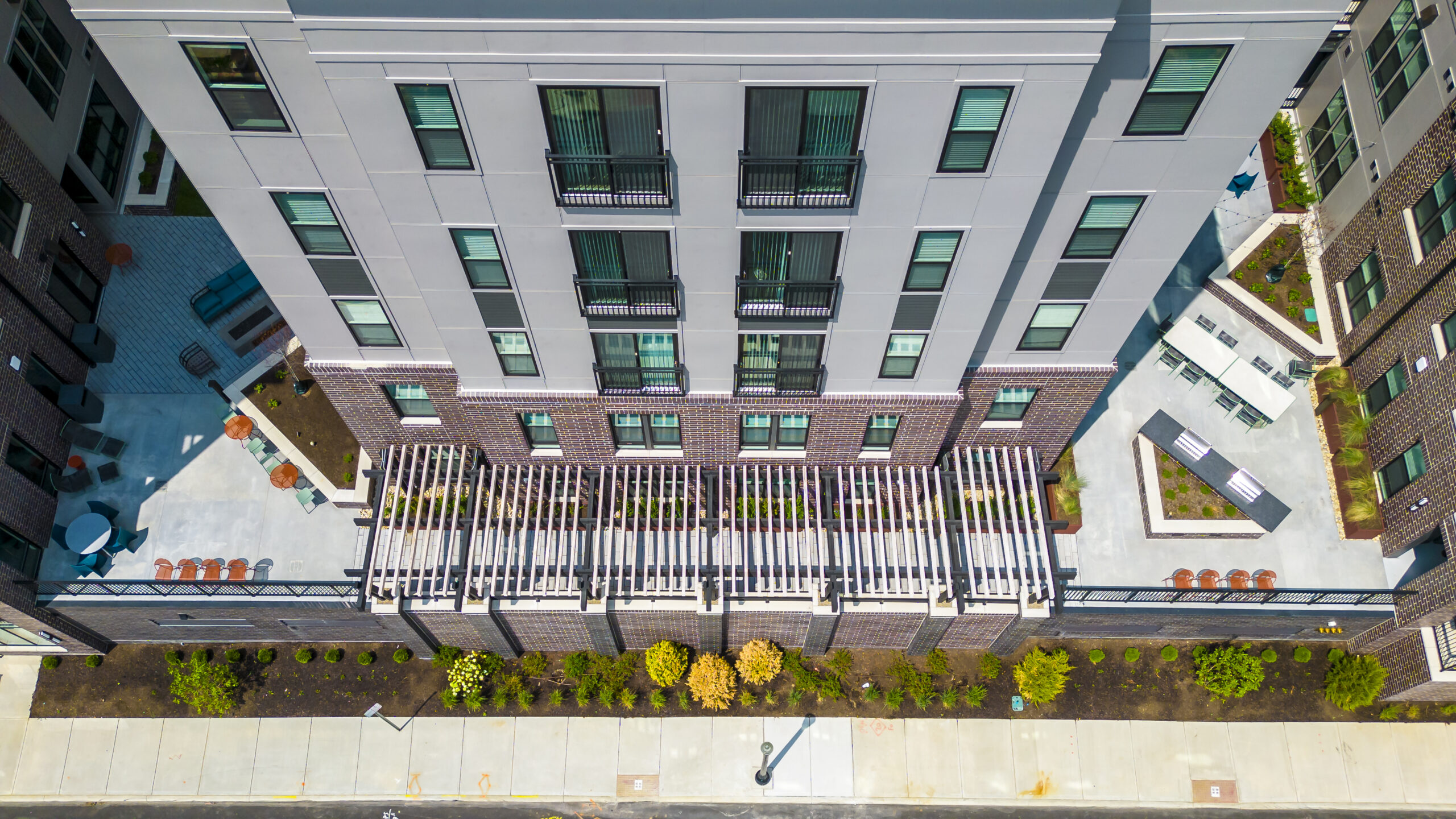 Aerial view of canopy and patio at Peer on 7th